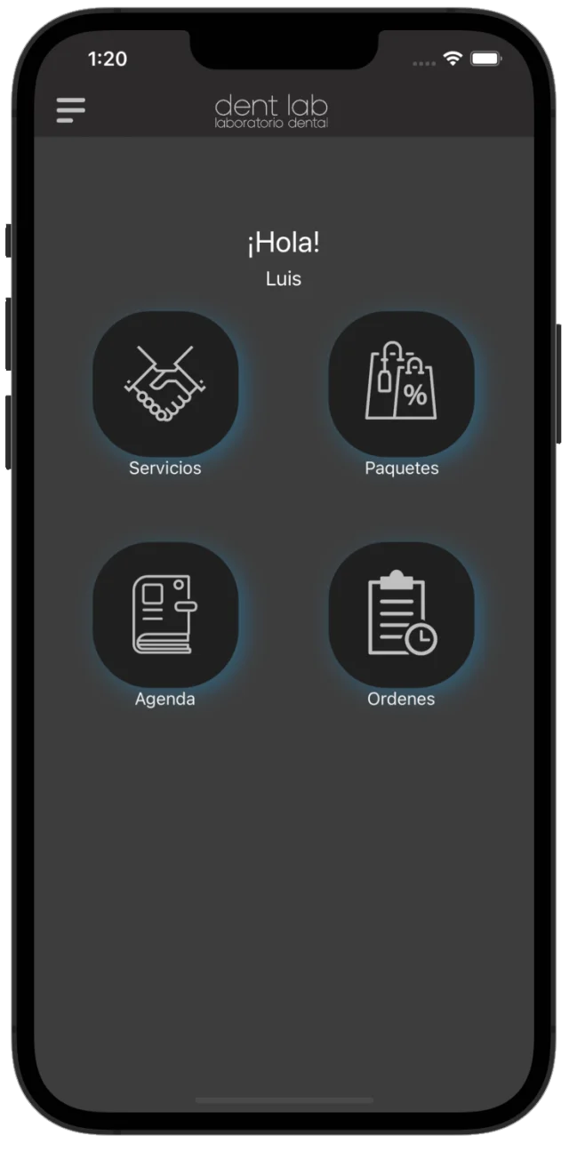 Pantalla de la app de Dent Lab 1